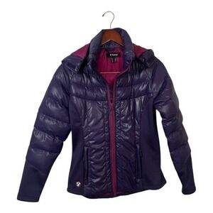 Horze Women's Hooded Puffer Jacket Purple Pink Size US 8 Insulated